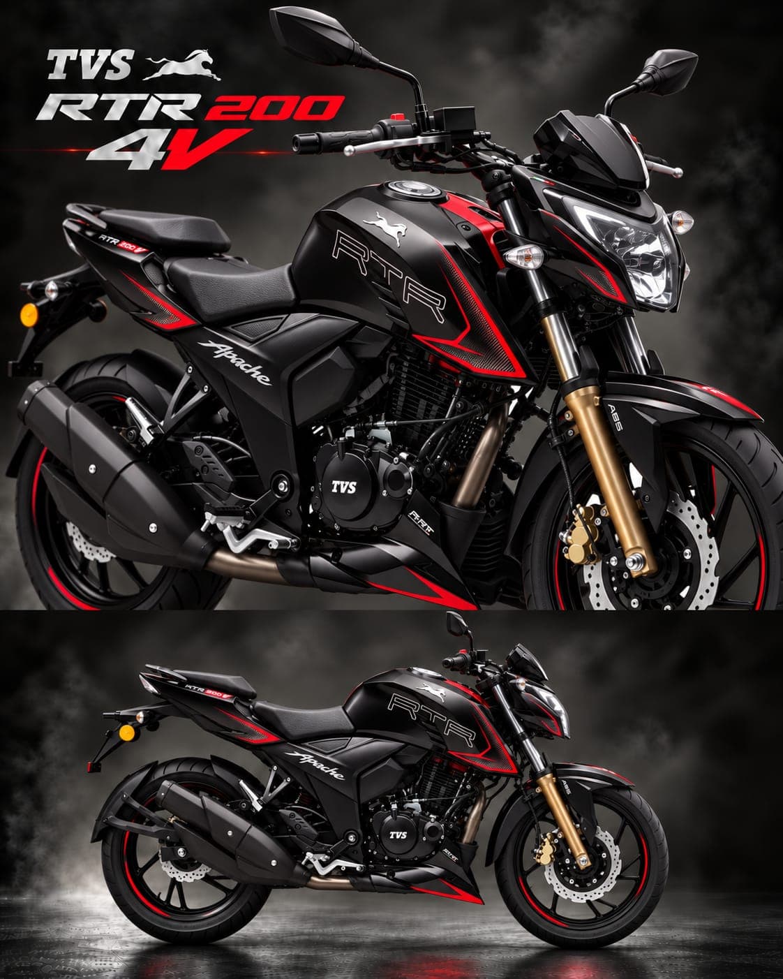 TVS RTR 200 4v color Negro